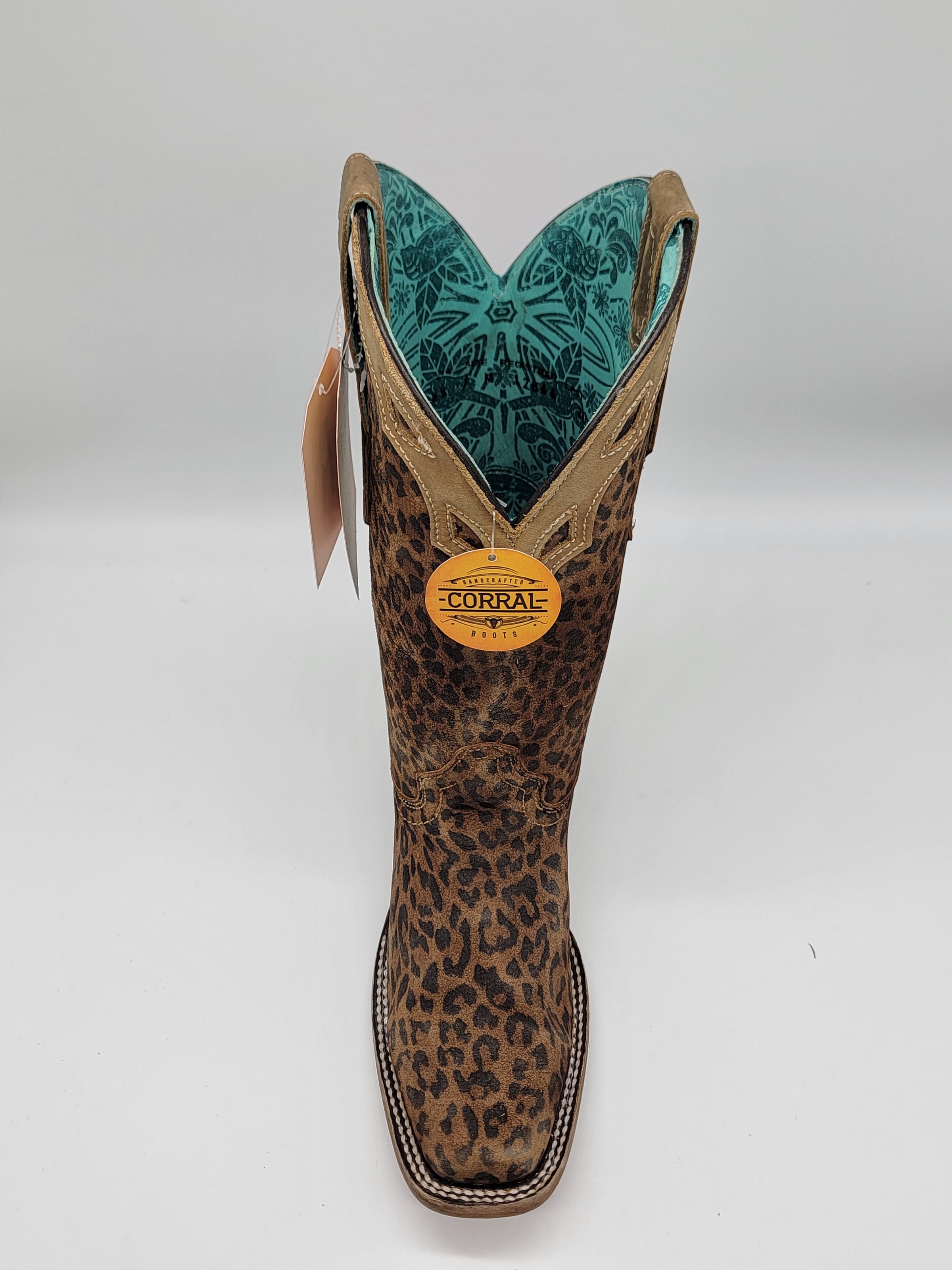 Corral Women's Sand Leopard Print Overlay Toe C3788 Half