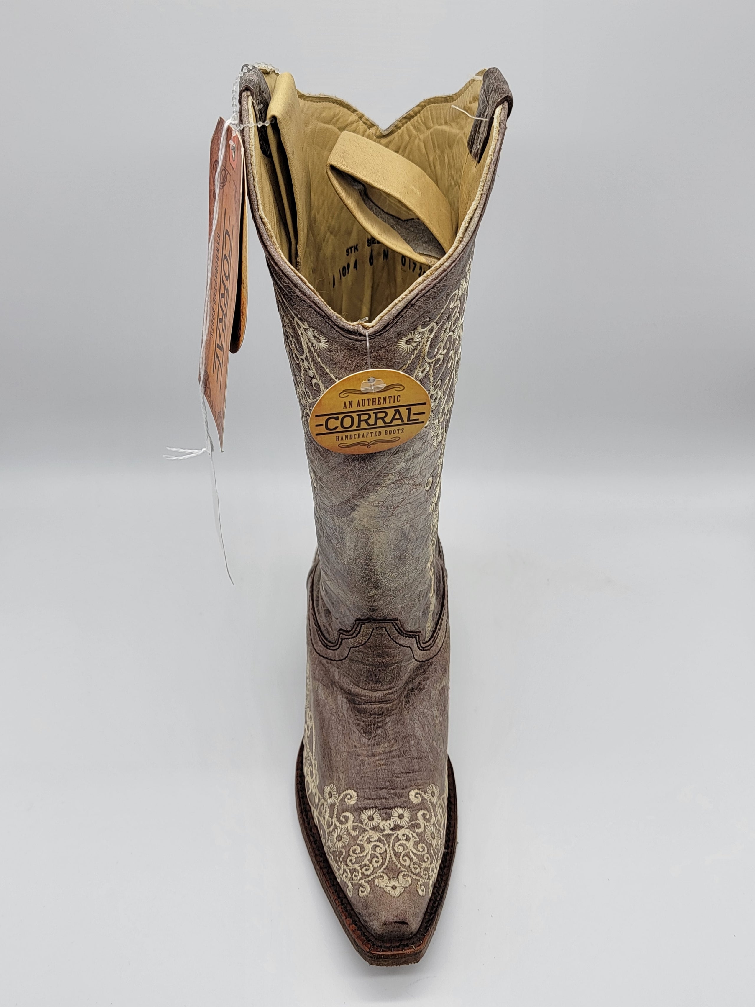 Corral Women s Brown Crater Bone Embroidery A1094 Half River Boots