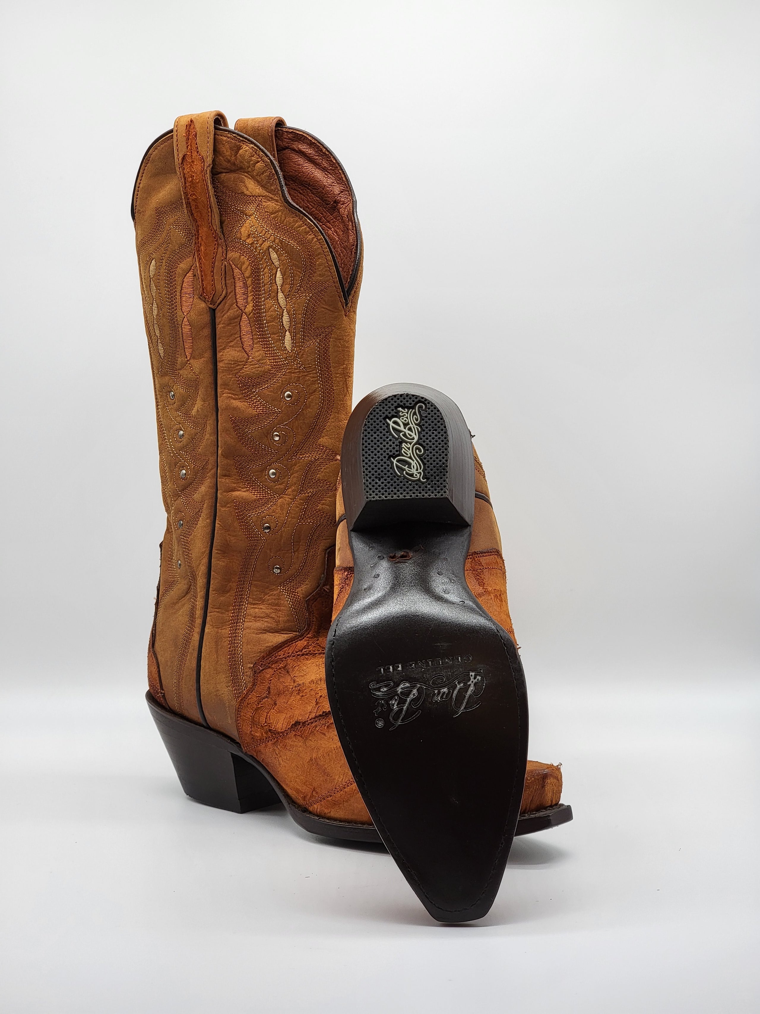 Dan Post Women s Light Brown Snip Reverse Eel w Studs DP3665 Half River Boots