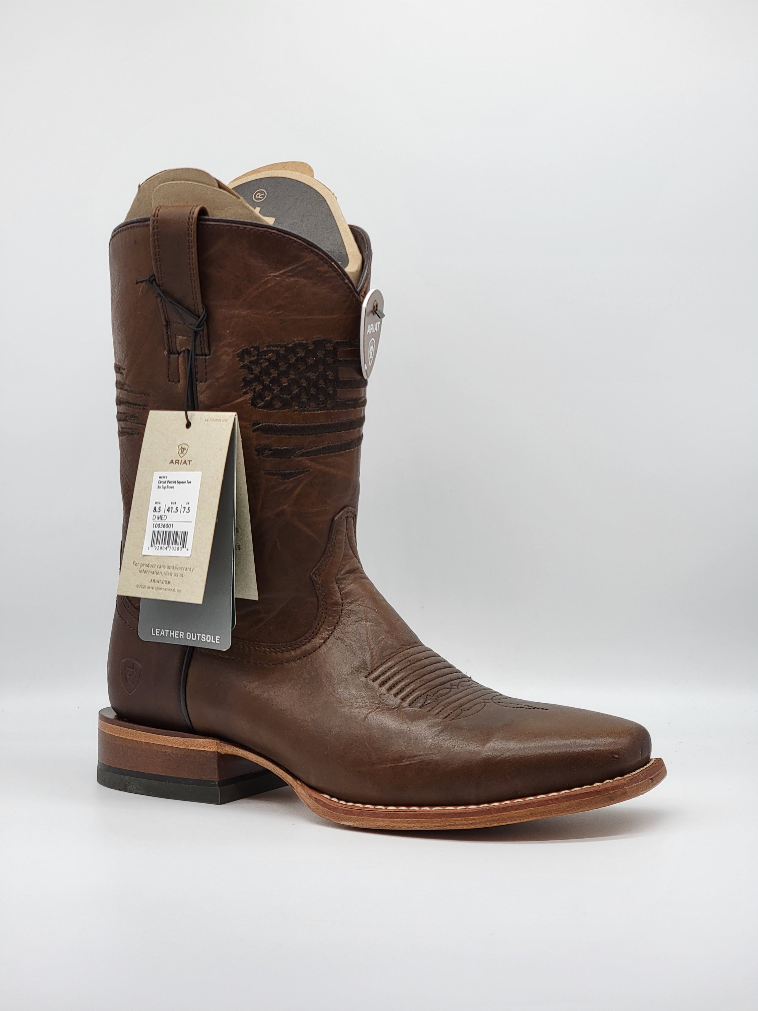 Ariat Circuit Patriot Bar Top Brown Sq Toe 10036001 Half River Boots