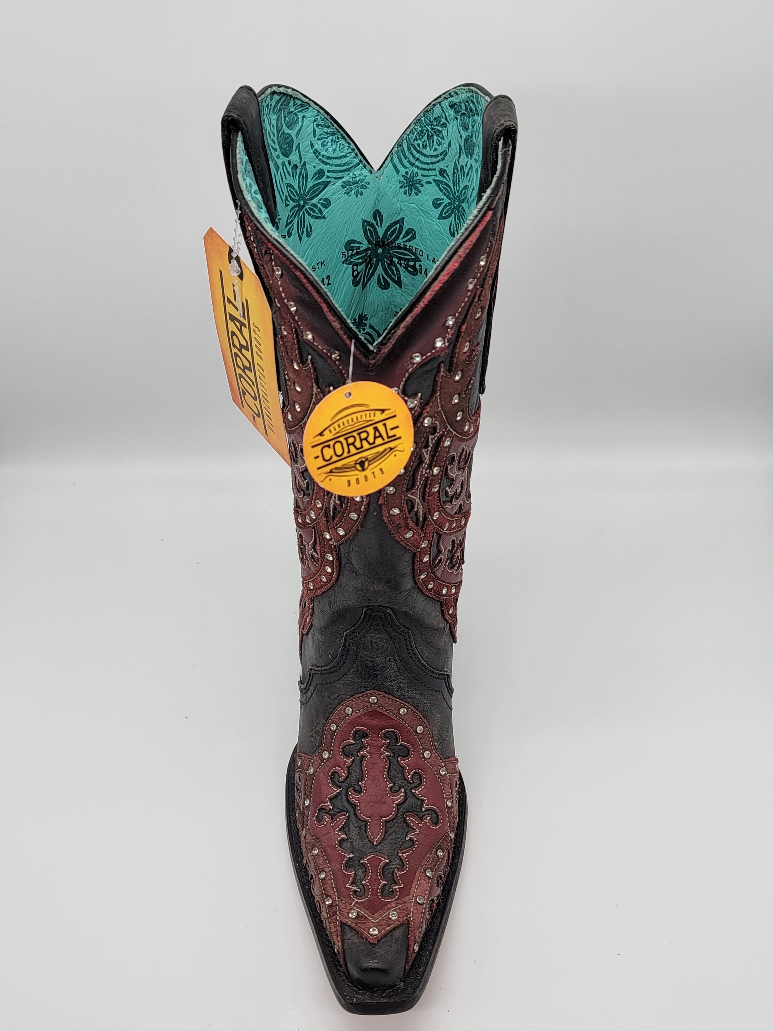 Black and red corral boots hotsell